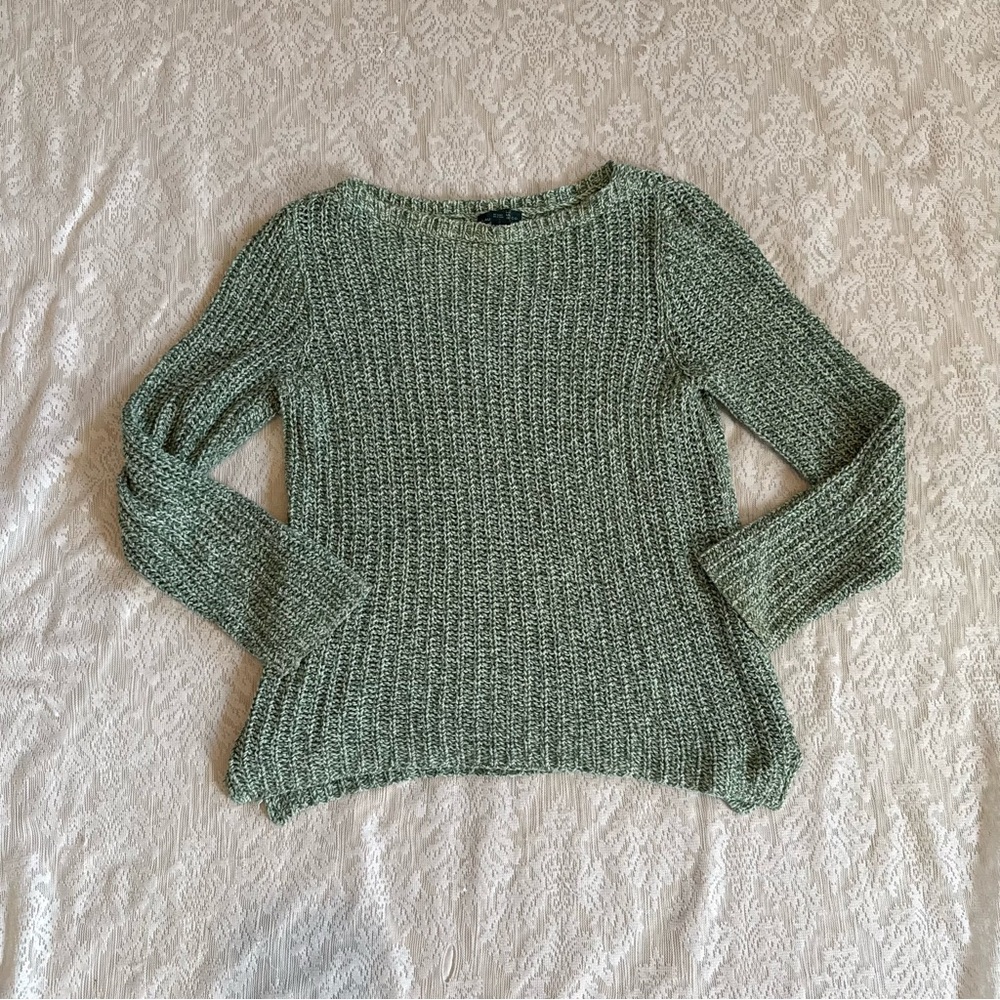 Lauren Ralph Lauren chunky knit fisherman fern green sweater
